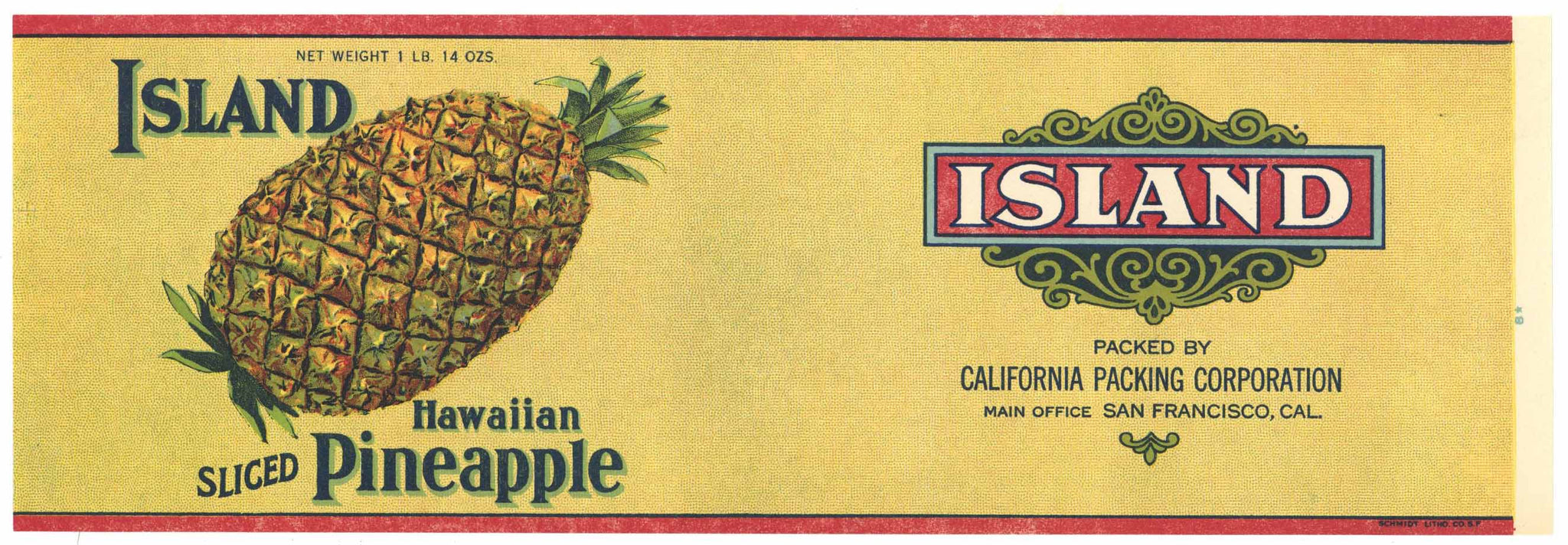 Island Brand Vintage Hawaiian Pineapple Can Label