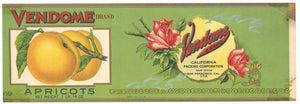 Vendome Brand Vintage California Apricot Can Label