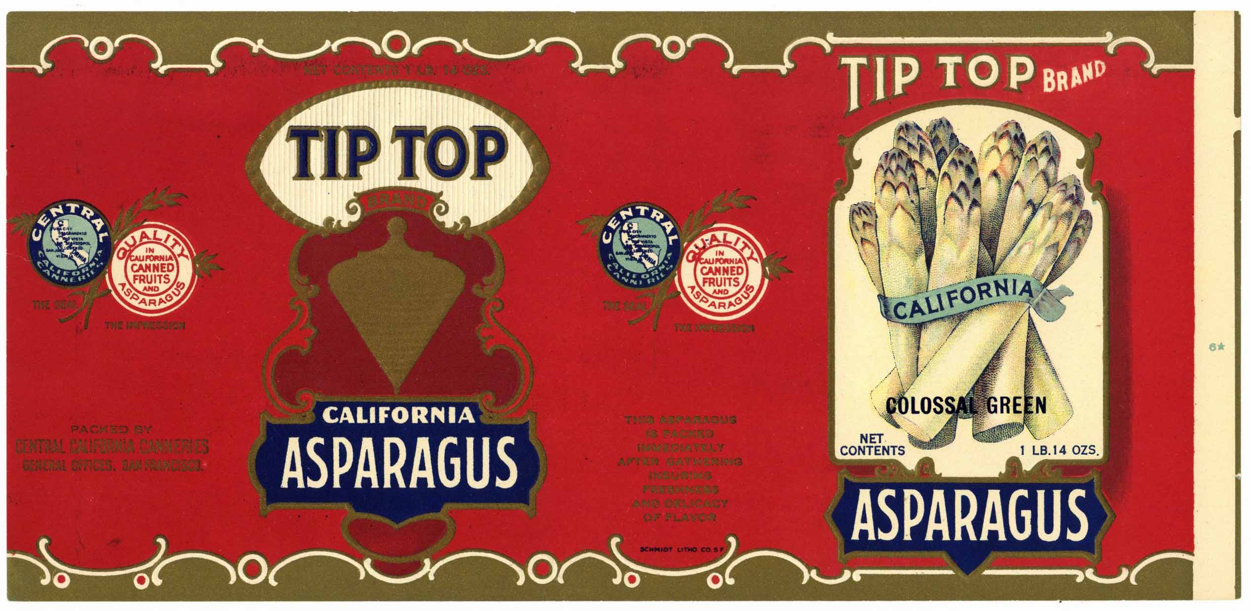 Tip Top Brand Vintage Asparagus Can Label, Colossal Green – thelabelman
