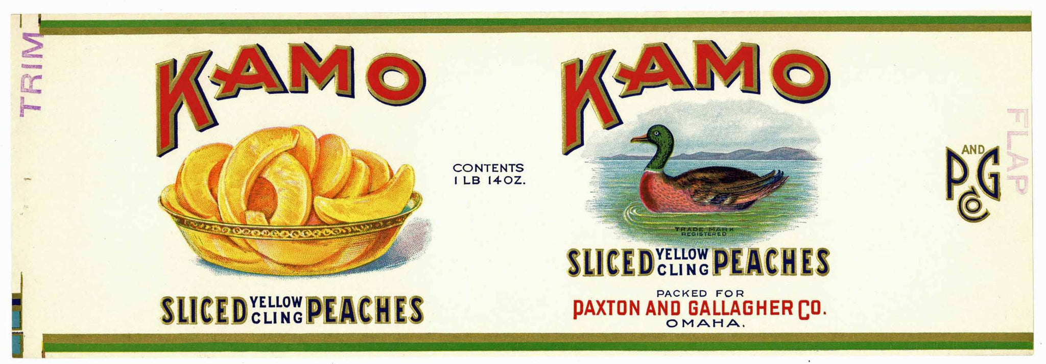 Kamo Brand Vintage Omaha Peach Can Label