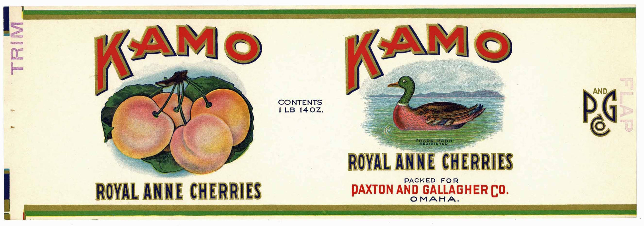 Kamo Brand Vintage Omaha Cherry Can Label