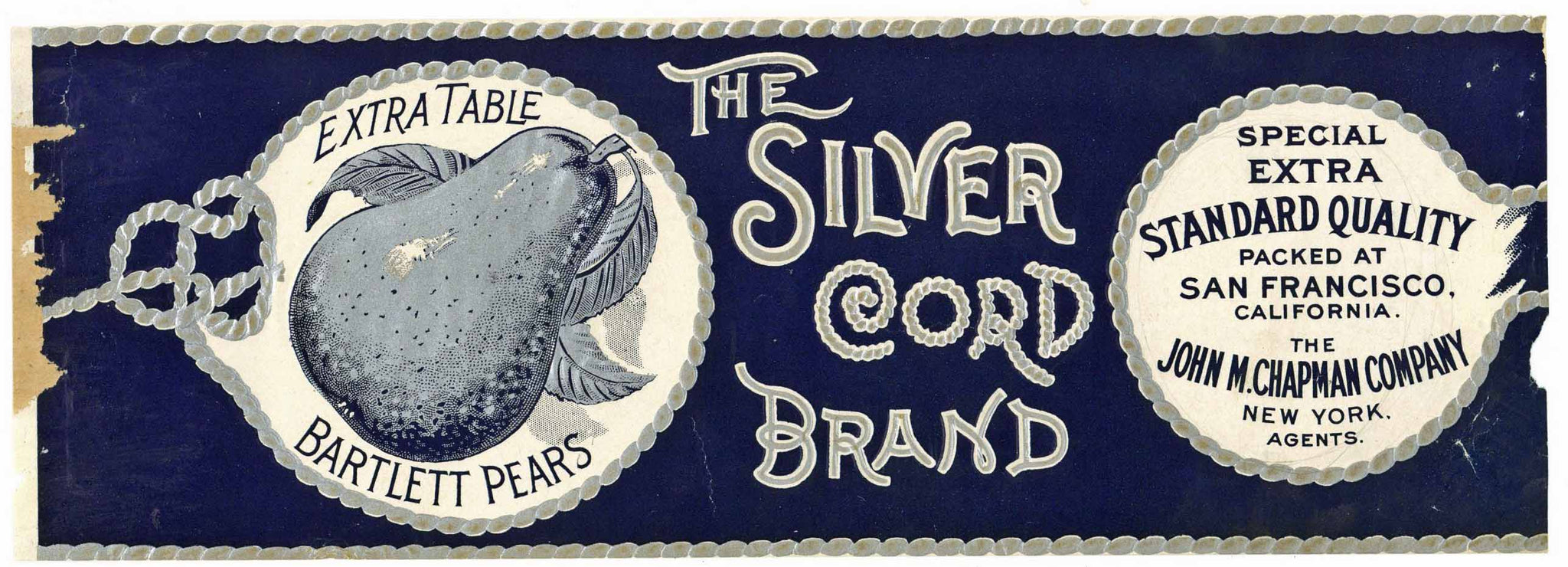 The Silver Cord Brand Vintage California Pear Can Label