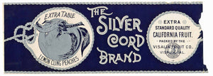 The Silver Cord Brand Vintage Visalia California Peach Can Label