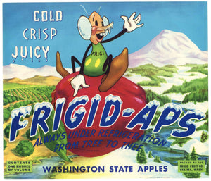 Frigid Aps Brand Vintage Yakima Washington Apple Crate Label