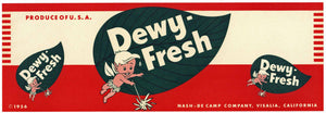 Dewy-Fresh Brand Vintage Visalia California Produce Crate Label