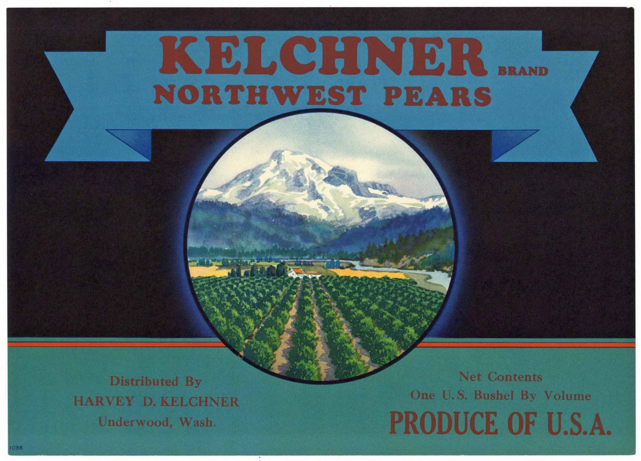 Kelchner Brand Vintage Underwood Washington Pear Crate Label