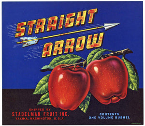 Straight Arrow Brand Vintage Yakima Washington Apple Crate Label