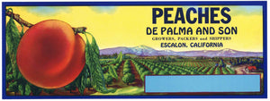 Peaches Brand Vintage Escalon California Peach Crate Label