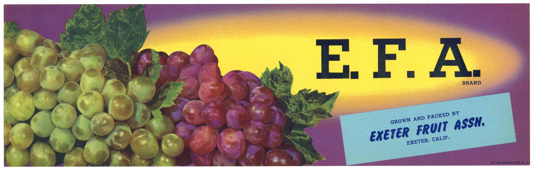 E. F. A. Brand Vintage Exeter California Grape Crate Label