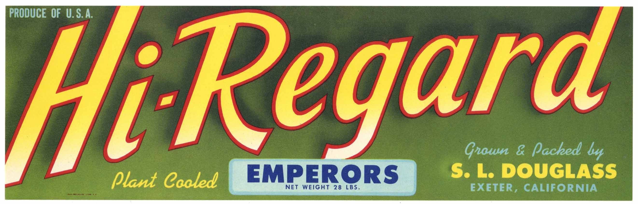 Hi-Regard Brand Vintage Exeter California Grape Crate Label – thelabelman