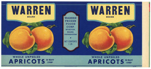 Warren Brand Vintage Boston Massachusetts Apricot Can Label