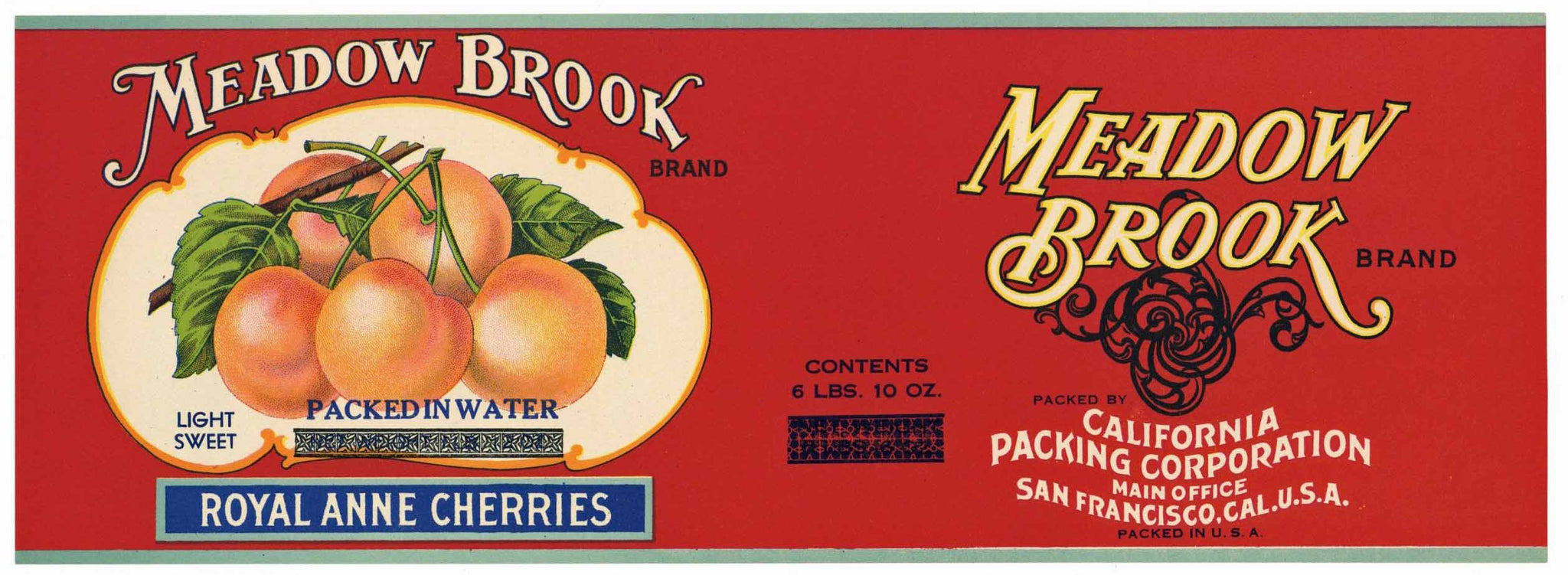 Meadow Brook Brand Vintage Cherry Can Label