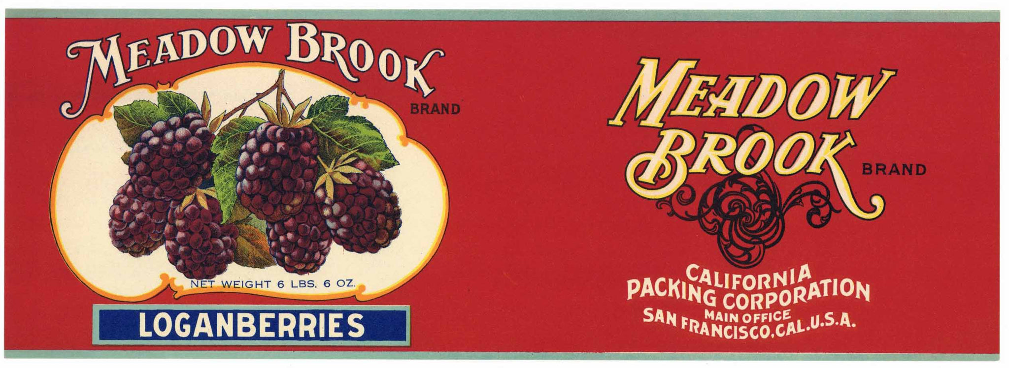 Meadow Brook Brand Vintage Loganberries Can Label