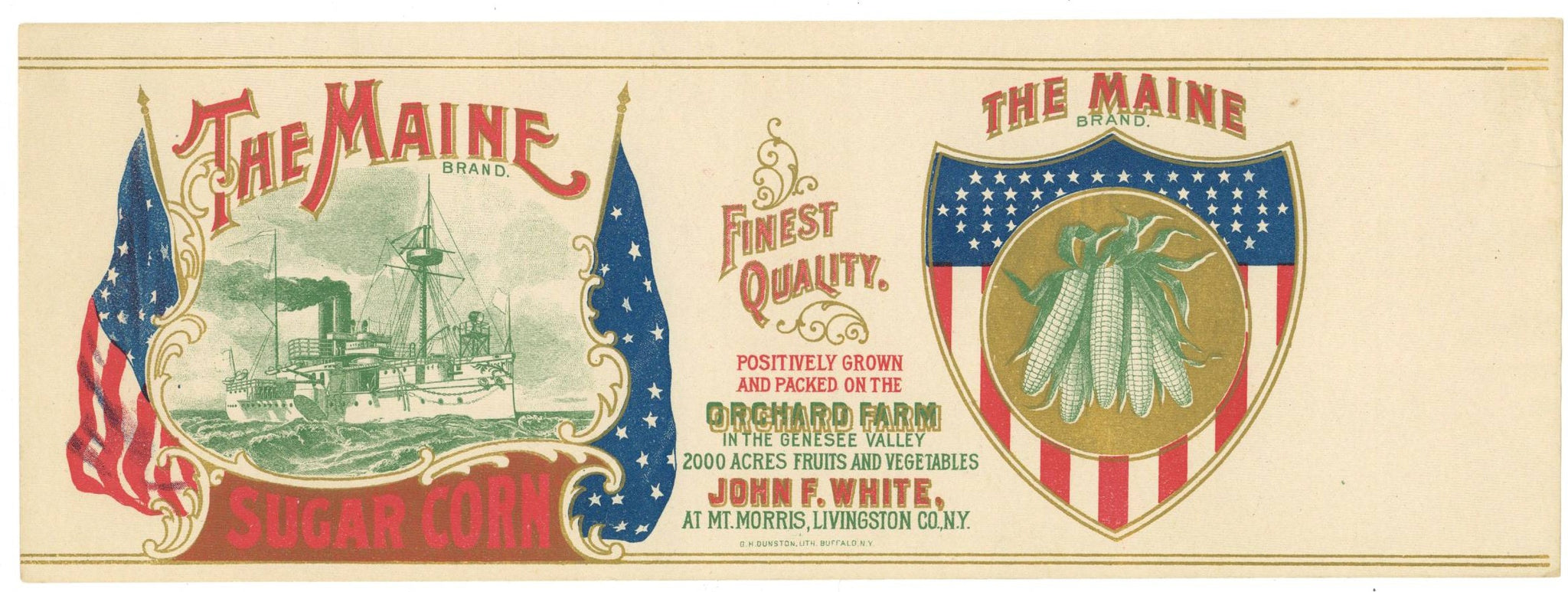 The Maine Brand Vintage New York Corn Can Label