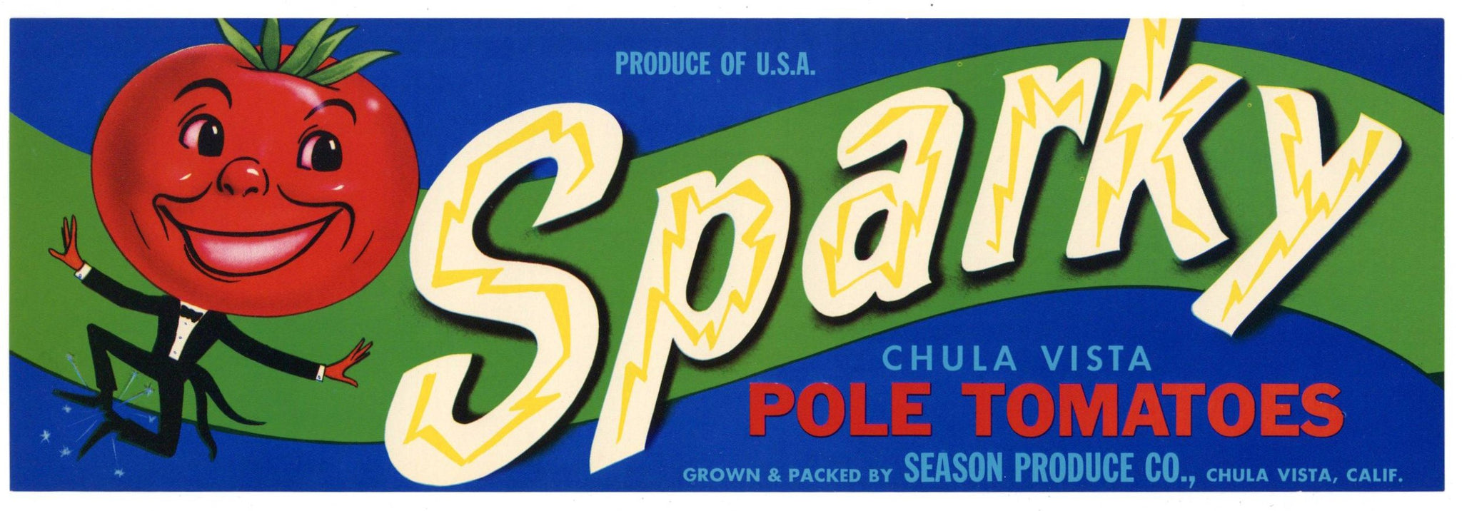 Sparky Brand Vintage Chula Vista California Tomato Crate Label