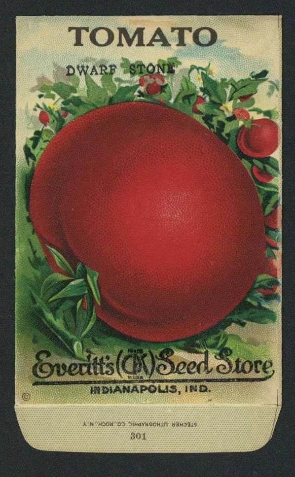 Tomato Antique Everitt's Seed Packet, Dwarf Stone