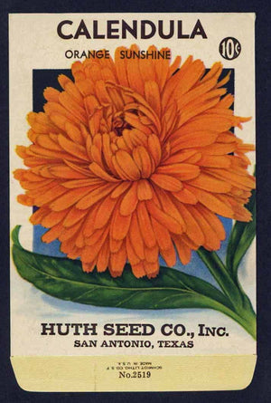 Calendula Vintage Huth Seed Co. Seed Packet, Orange Sunshine