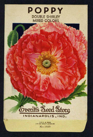 Poppy Vintage Everitt's Seed Packet, Double Shirley