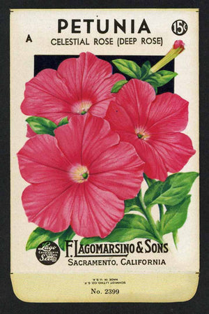 Petunia Vintage Lagomarsino Seed Packet, Celestial Rose