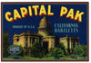 Capital Pak Brand Vintage Sacramento Pear Crate Label