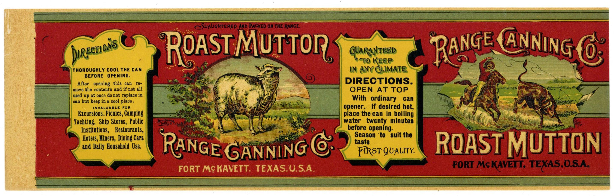 Roast Mutton Brand Vintage Fort McKavett Texas Can Label