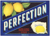 Perfection Brand Vintage Lemon Crate Label, script