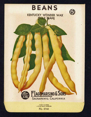 Beans Vintage Lagomarsino Seed Packet, Kentucky Wonder