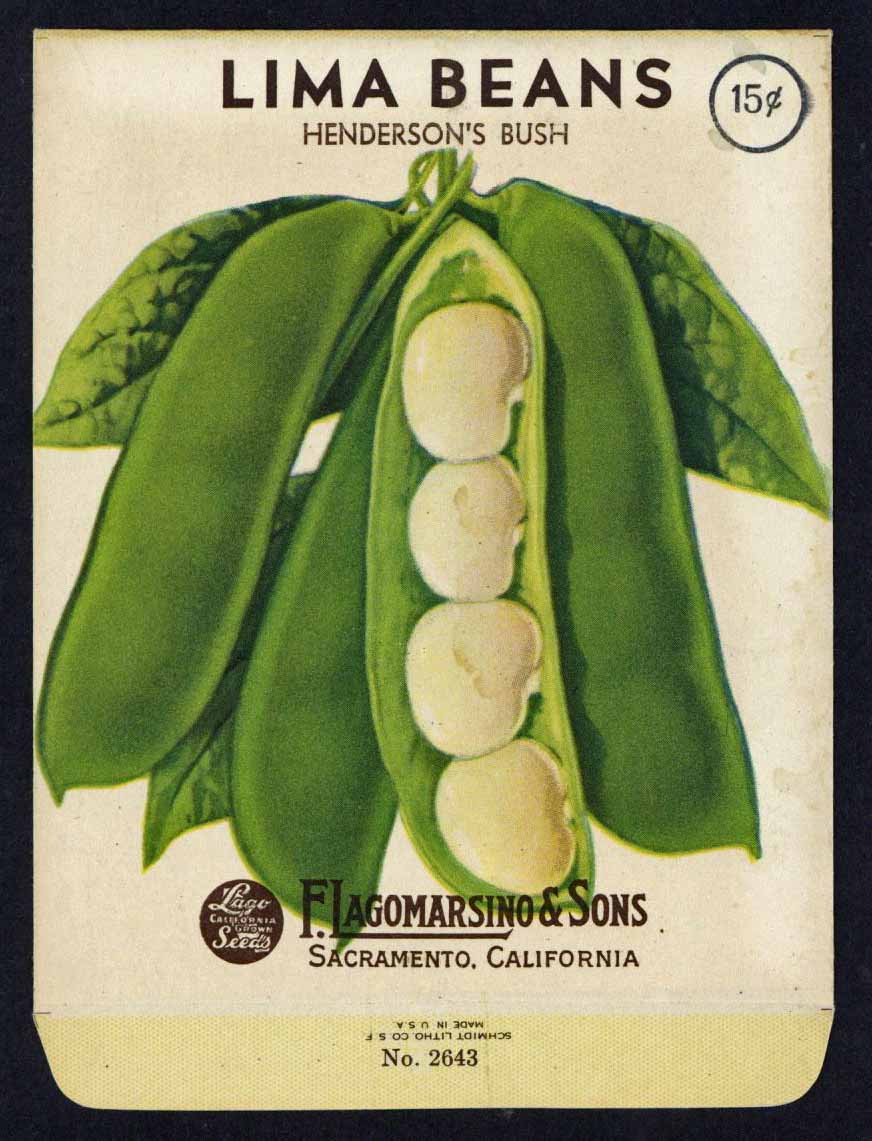 Lima Beans Vintage Lagomarsino Seed Packet