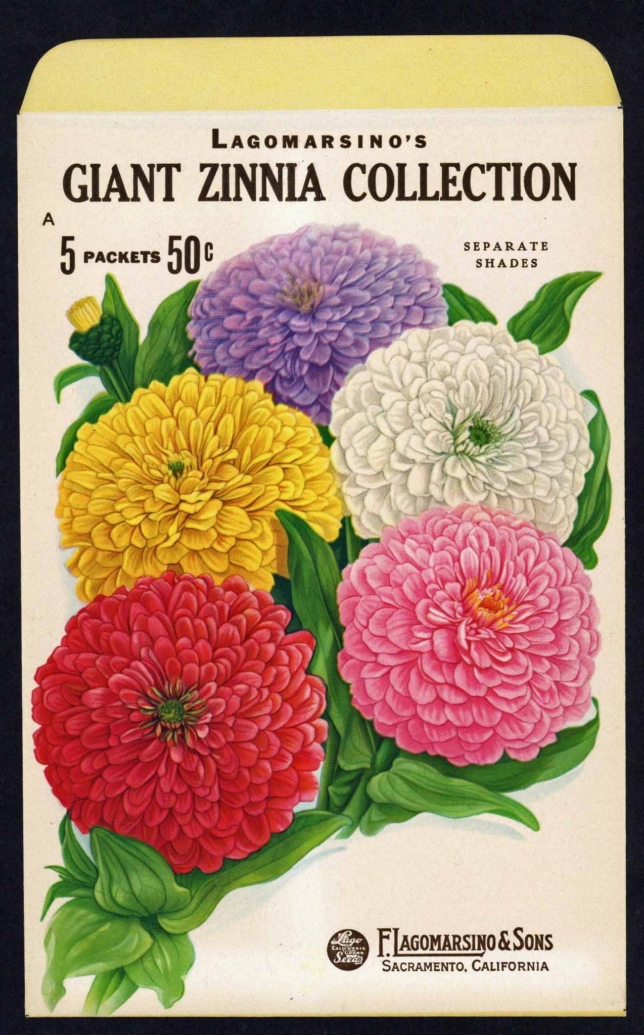 Lagomarsino's Giant Zinnia Collection Vintage Large Sized Seed Packet