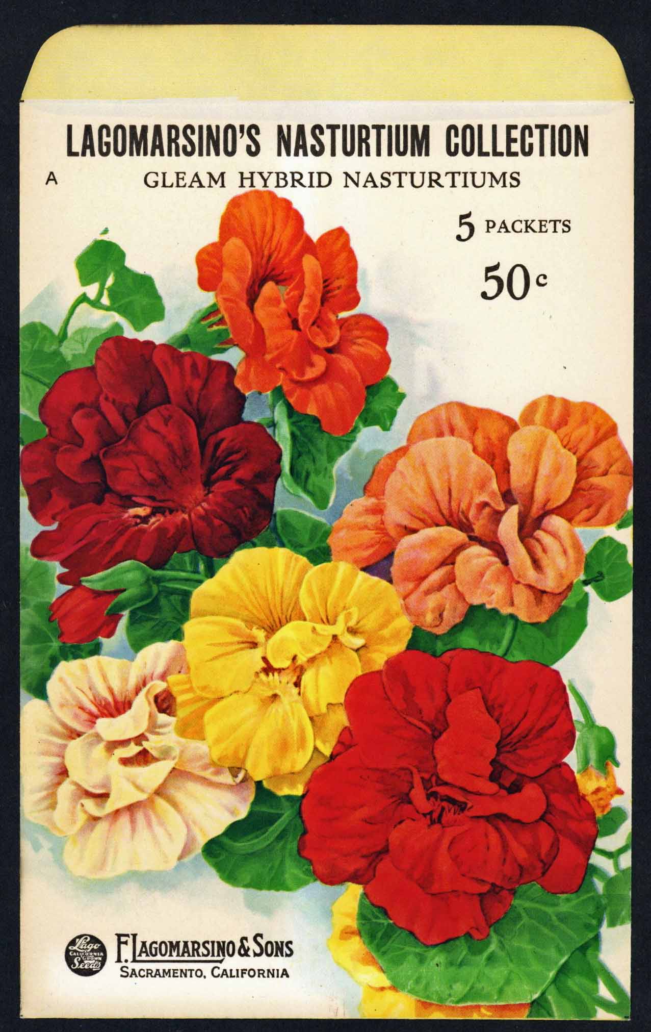 Lagomarsino's Nasturtium Collection Vintage Large Sized Seed Packet