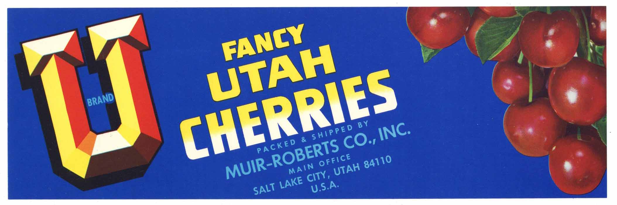 Byu Ranch Label U Brand Vintage Salt Lake City Utah Cherry Crate Label – thelabelman
