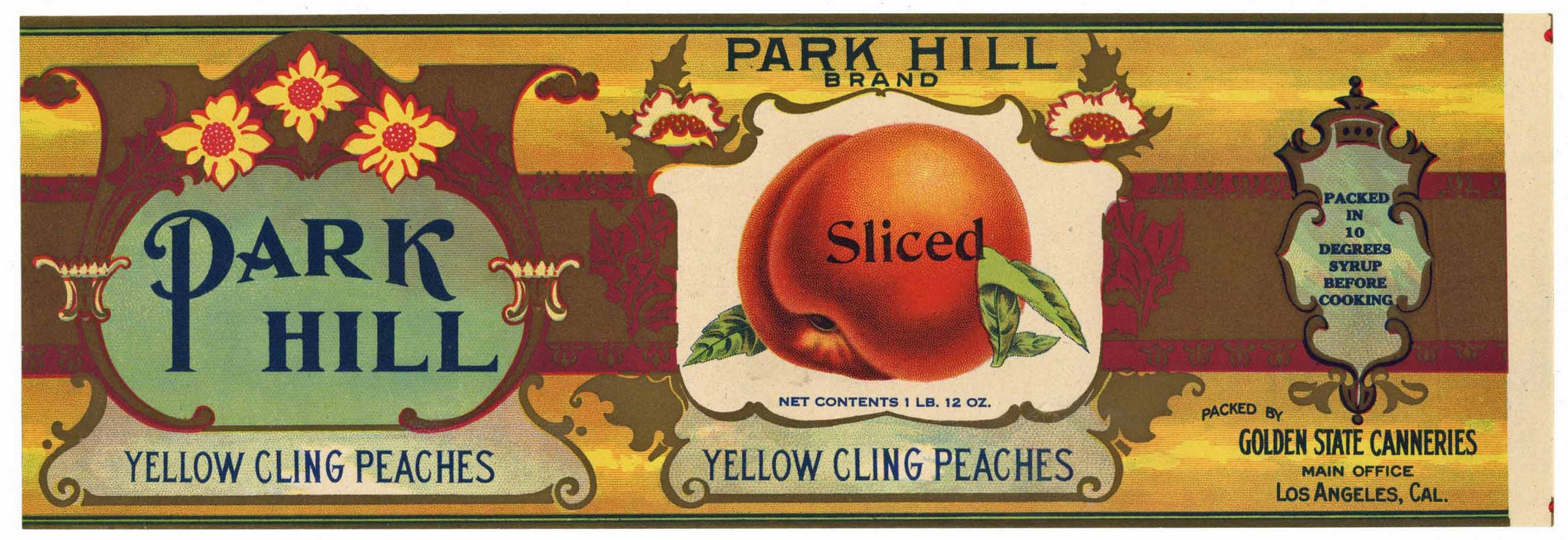 Park Hill Brand Vintage Sliced Peach Can Label