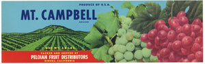 Mt. Campbell Brand Dinuba California Grape Crate Label