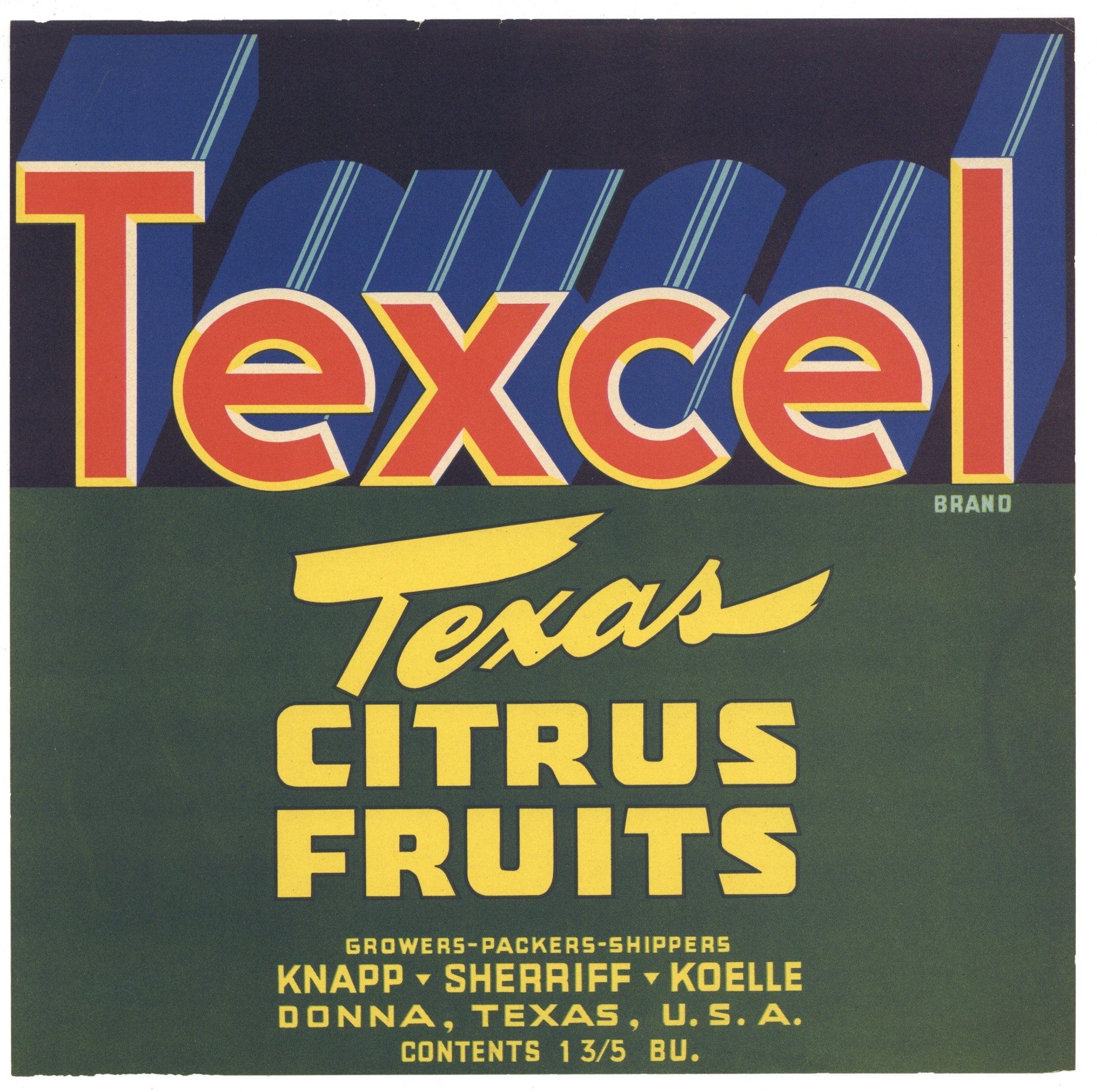 Texcel Brand Vintage Donna Texas Citrus Crate Label