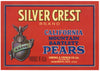 Silver Crest Brand Vintage Sacramento California Pear Crate Label, red, 'mountain bartletts'