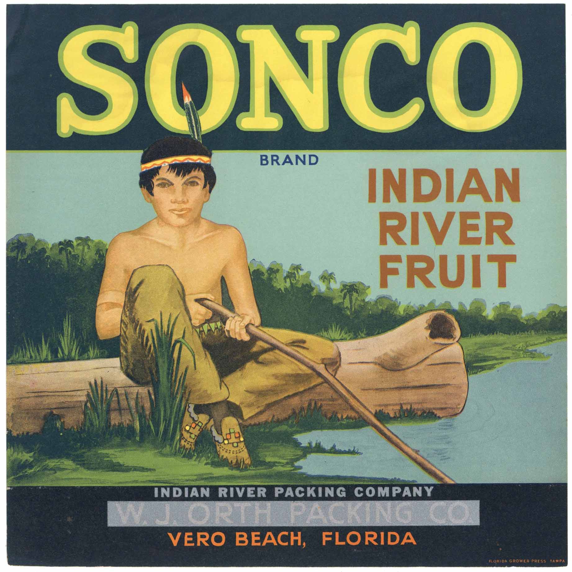 Sonco Brand Vintage Vero Beach Florida Citrus Crate Label