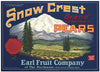 Snow Crest Brand Vintage Pear Crate Label b