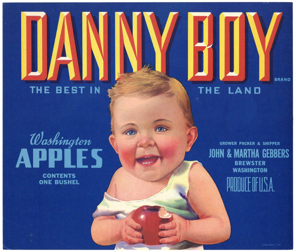 Danny Boy Brand Vintage Brewster Washington Apple Crate Label