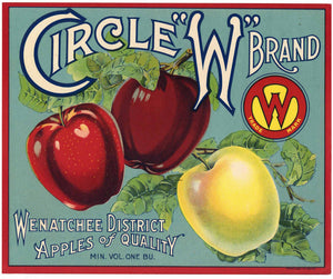 Circle W Brand Vintage Wenatchee Washington Apple Crate Label