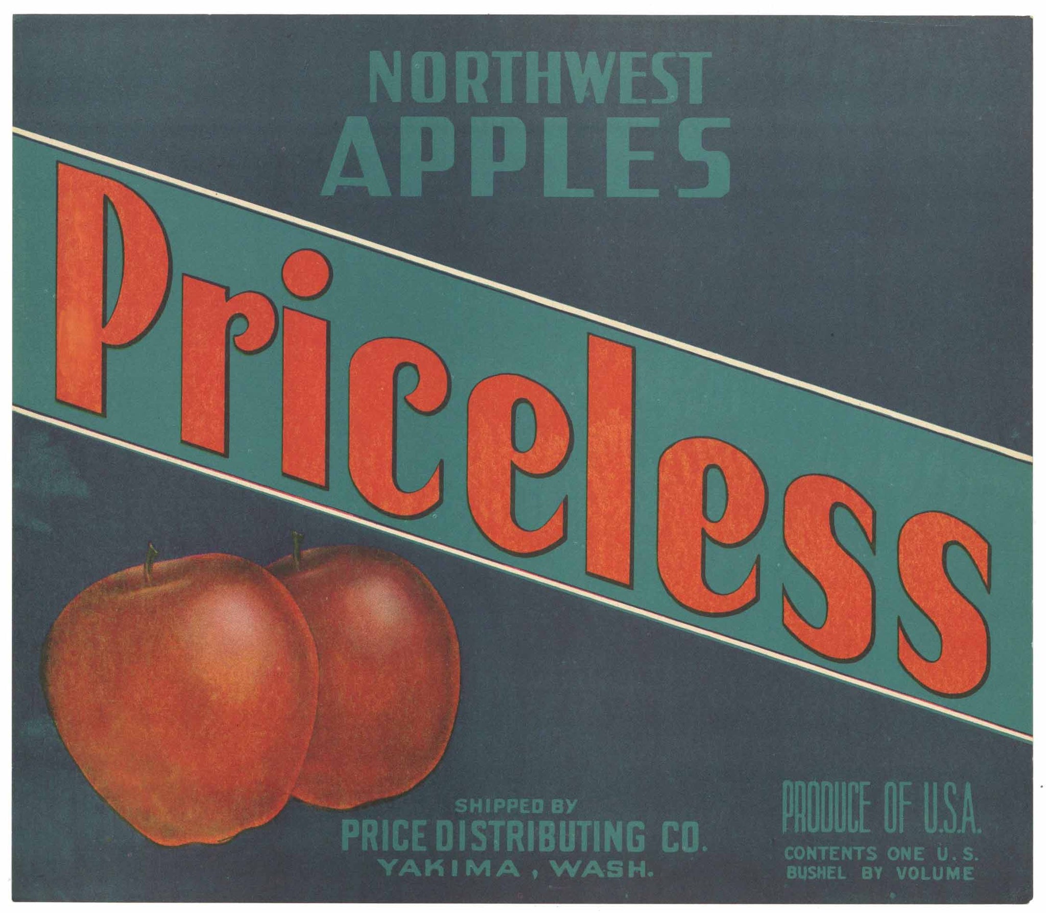 Priceless Brand Yakima Washington Apple Crate Label