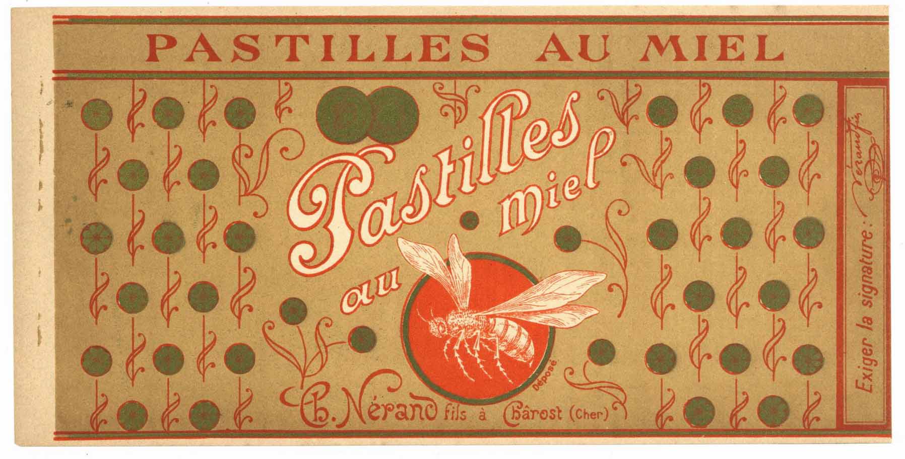 Pastilles Au Miel Brand Vintage French Candy Can Label