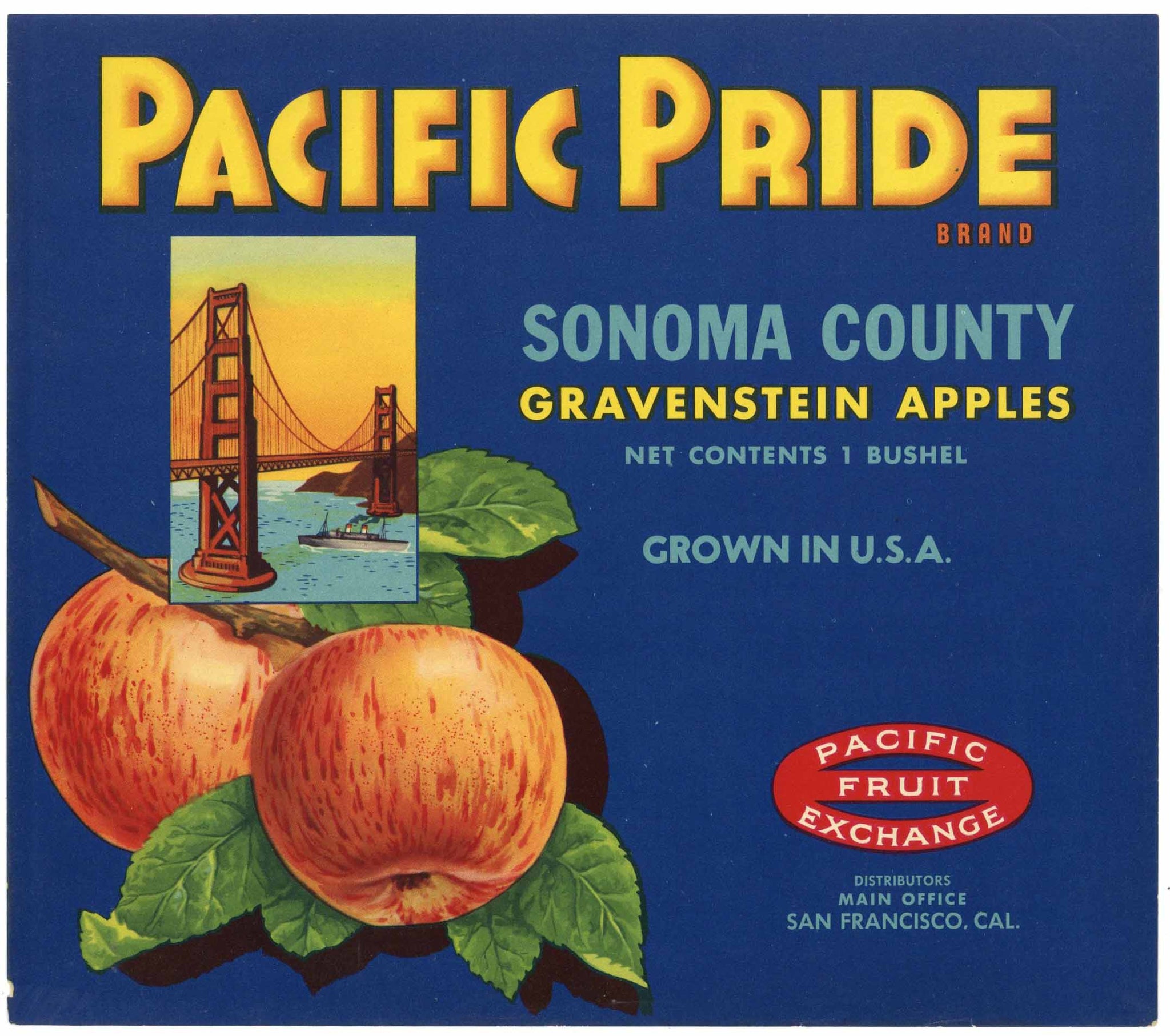 Pacific Pride Brand Vintage Sonoma County Apple Crate Label