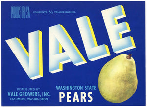 Vale Brand Vintage Cashmere Washington Pear Crate Label