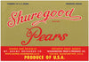 Shuregood Brand Vintage Yakima Washington Pear Crate Label, red