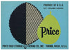 Price Brand Vintage Yakima Washington Pear Crate Label