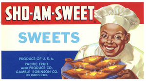 Sho-Am-Sweet Brand Vintage Yam Crate Label, "sweets"