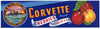 Corvette Brand Vintage Stockton California Cherry Crate Label