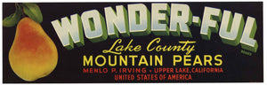 Wonder-Ful Brand Vintage Lake County Pear Crate Label, strip