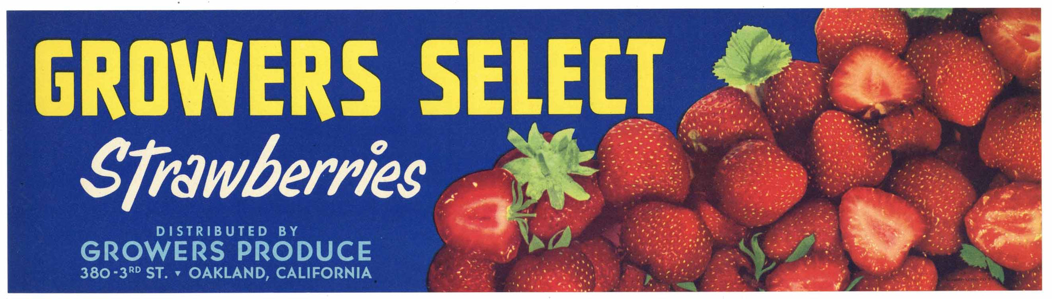 Growers Select Brand Vintage California Strawberry Crate Label