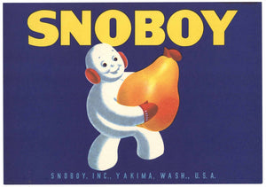 Snoboy Brand Vintage Yakima Washington Pear Crate Label